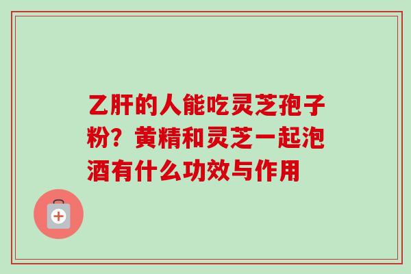 乙肝的人能吃灵芝孢子粉？黄精和灵芝一起泡酒有什么功效与作用-第1张图片-卓越灵芝孢子粉