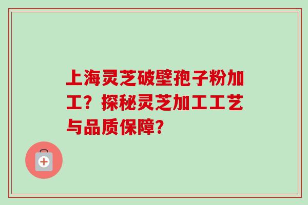 上海灵芝破壁孢子粉加工？探秘灵芝加工工艺与品质保障？-第1张图片-卓越灵芝孢子粉