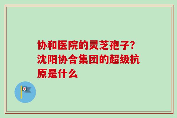 协和医院的灵芝孢子？沈阳协合集团的超级抗原是什么-第1张图片-卓越灵芝孢子粉