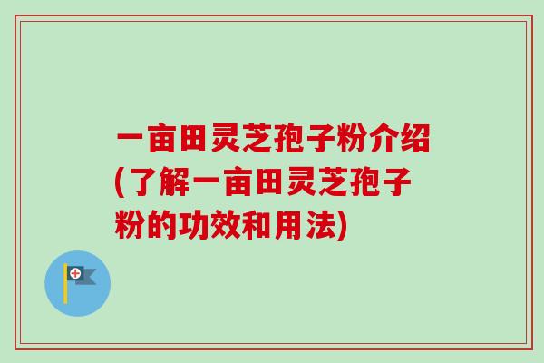 一亩田灵芝孢子粉介绍(了解一亩田灵芝孢子粉的功效和用法)-第1张图片-卓越灵芝孢子粉