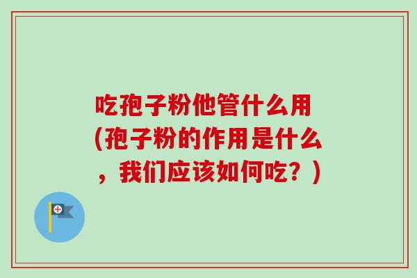 吃孢子粉他管什么用 (孢子粉的作用是什么，我们应该如何吃？)-第1张图片-卓越灵芝孢子粉