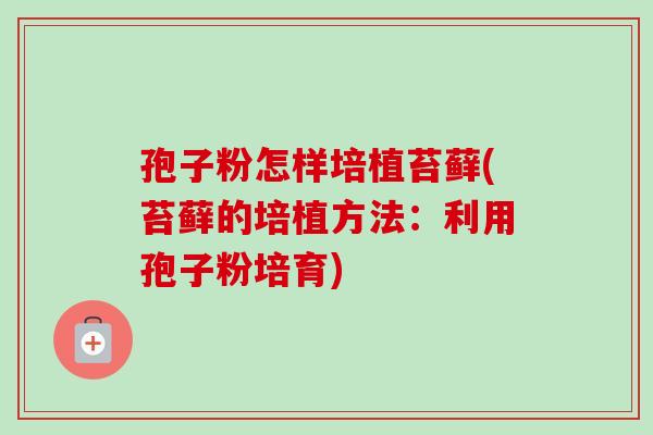 孢子粉怎样培植苔藓(苔藓的培植方法:利用孢子粉培育)-第1张图片-卓越灵芝孢子粉 孢子粉怎样培植苔藓(苔藓的培植方法:利用孢子粉培育)-第1张图片-卓越灵芝孢子粉