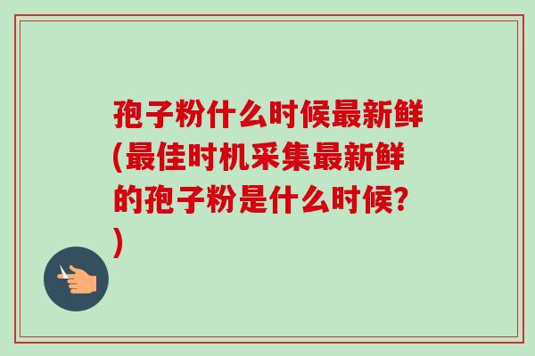 孢子粉什么时候最新鲜(最佳时机采集最新鲜的孢子粉是什么时候？)-第1张图片-卓越灵芝孢子粉