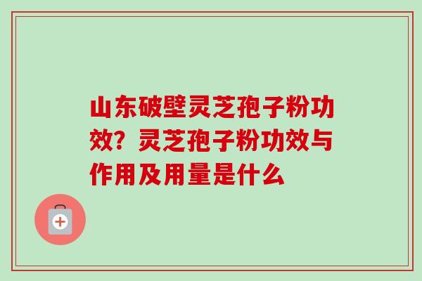 山东破壁灵芝孢子粉功效？灵芝孢子粉功效与作用及用量是什么-第1张图片-卓越灵芝孢子粉