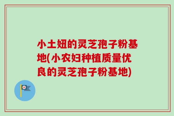 小土妞的灵芝孢子粉基地(小农妇种植质量优良的灵芝孢子粉基地)-第1张图片-卓越灵芝孢子粉 小土妞的灵芝孢子粉基地(小农妇种植质量优良的灵芝孢子粉基地)-第1张图片-卓越灵芝孢子粉