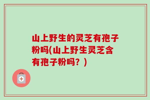 山上野生的灵芝有孢子粉吗(山上野生灵芝含有孢子粉吗?)-第1张图片-卓越灵芝孢子粉 山上野生的灵芝有孢子粉吗(山上野生灵芝含有孢子粉吗?)-第1张图片-卓越灵芝孢子粉