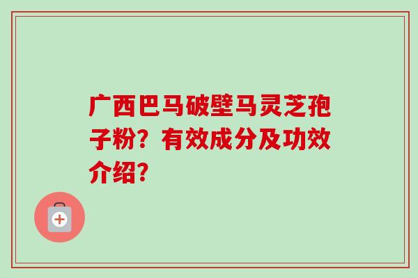 广西巴马破壁马灵芝孢子粉？有效成分及功效介绍？-第1张图片-卓越灵芝孢子粉