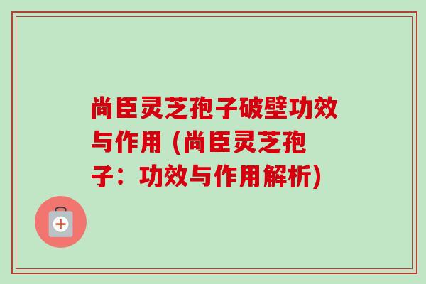 尚臣灵芝孢子破壁功效与作用 (尚臣灵芝孢子：功效与作用解析)-第1张图片-卓越灵芝孢子粉