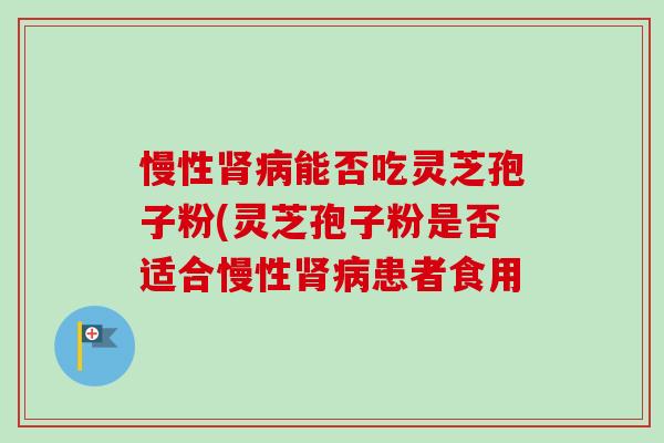 慢性肾病能否吃灵芝孢子粉(灵芝孢子粉是否适合慢性肾病患者食用-第1张图片-卓越灵芝孢子粉 慢性肾病能否吃灵芝孢子粉(灵芝孢子粉是否适合慢性肾病患者食用-第1张图片-卓越灵芝孢子粉