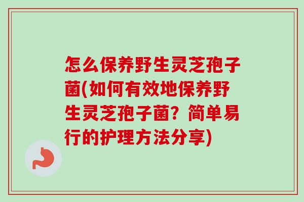 怎么保养野生灵芝孢子菌(如何有效地保养野生灵芝孢子菌?简单易行的护理方法分享)-第1张图片-卓越灵芝孢子粉 怎么保养野生灵芝孢子菌(如何有效地保养野生灵芝孢子菌?简单易行的护理方法分享)-第1张图片-卓越灵芝孢子粉