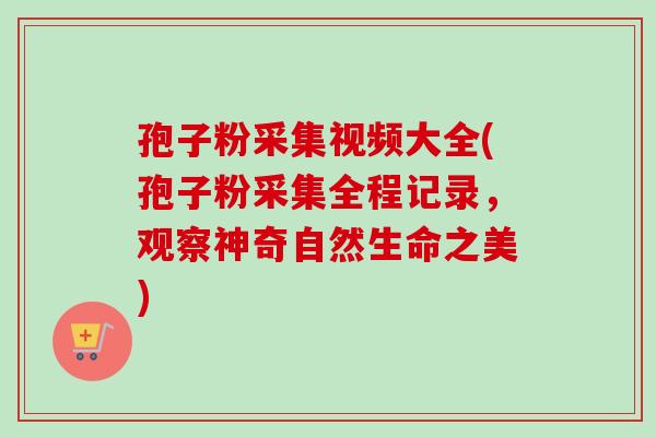 孢子粉采集视频大全(孢子粉采集全程记录,观察神奇自然生命之美)-第1张图片-卓越灵芝孢子粉 孢子粉采集视频大全(孢子粉采集全程记录,观察神奇自然生命之美)-第1张图片-卓越灵芝孢子粉