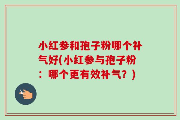 小红参和孢子粉哪个补气好(小红参与孢子粉：哪个更有效补气？)-第1张图片-卓越灵芝孢子粉