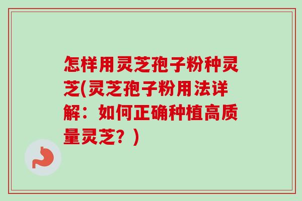 怎样用灵芝孢子粉种灵芝(灵芝孢子粉用法详解:如何正确种植高质量灵芝?)-第1张图片-卓越灵芝孢子粉 怎样用灵芝孢子粉种灵芝(灵芝孢子粉用法详解:如何正确种植高质量灵芝?)-第1张图片-卓越灵芝孢子粉