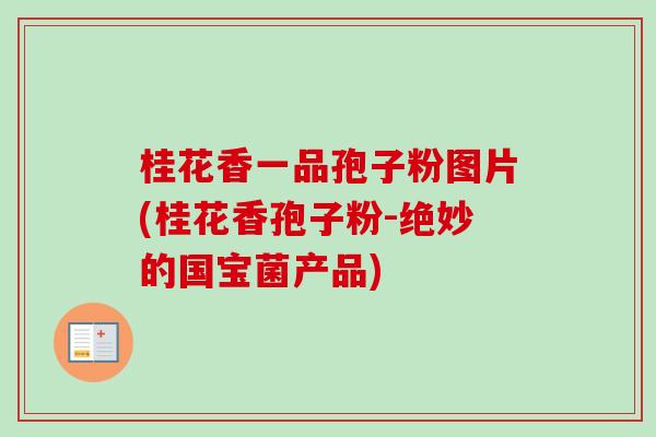 桂花香一品孢子粉图片(桂花香孢子粉-绝妙的国宝菌产品)-第1张图片-卓越灵芝孢子粉 桂花香一品孢子粉图片(桂花香孢子粉-绝妙的国宝菌产品)-第1张图片-卓越灵芝孢子粉