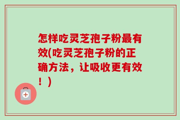 怎样吃灵芝孢子粉最有效(吃灵芝孢子粉的正确方法，让吸收更有效！)-第1张图片-卓越灵芝孢子粉