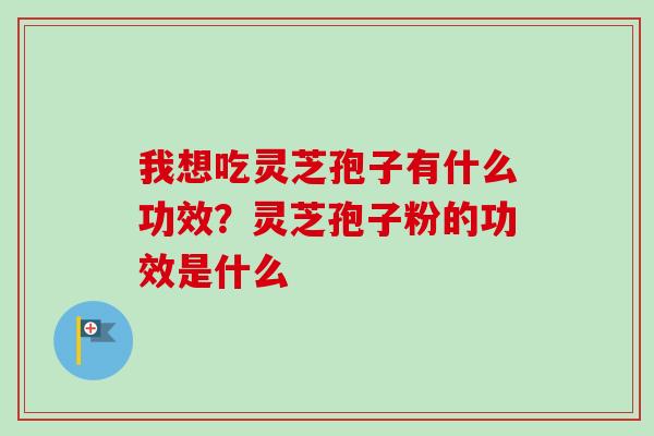 我想吃灵芝孢子有什么功效？灵芝孢子粉的功效是什么-第1张图片-卓越灵芝孢子粉