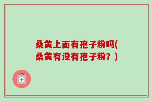 桑黄上面有孢子粉吗(桑黄有没有孢子粉？)-第1张图片-卓越灵芝孢子粉