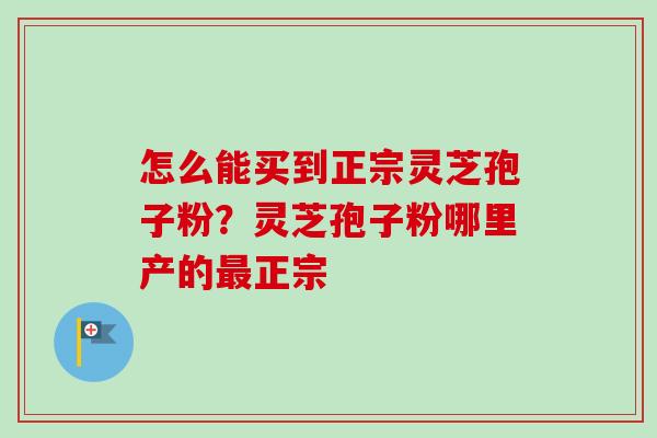 怎么能买到正宗灵芝孢子粉?灵芝孢子粉哪里产的最正宗-第1张图片-卓越灵芝孢子粉 怎么能买到正宗灵芝孢子粉?灵芝孢子粉哪里产的最正宗-第1张图片-卓越灵芝孢子粉