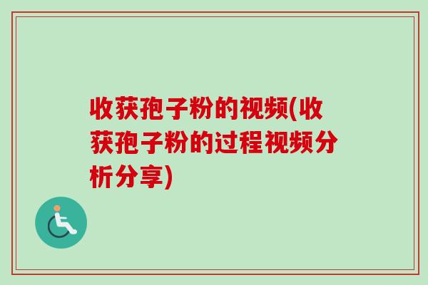 收获孢子粉的视频(收获孢子粉的过程视频分析分享)-第1张图片-卓越灵芝孢子粉 收获孢子粉的视频(收获孢子粉的过程视频分析分享)-第1张图片-卓越灵芝孢子粉