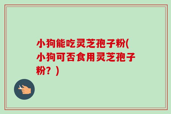 小狗能吃灵芝孢子粉(小狗可否食用灵芝孢子粉?)-第1张图片-卓越灵芝孢子粉 小狗能吃灵芝孢子粉(小狗可否食用灵芝孢子粉?)-第1张图片-卓越灵芝孢子粉