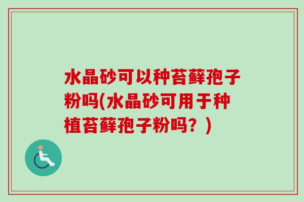 水晶砂可以种苔藓孢子粉吗(水晶砂可用于种植苔藓孢子粉吗?)-第1张图片-卓越灵芝孢子粉 水晶砂可以种苔藓孢子粉吗(水晶砂可用于种植苔藓孢子粉吗?)-第1张图片-卓越灵芝孢子粉