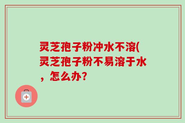 灵芝孢子粉冲水不溶(灵芝孢子粉不易溶于水，怎么办？-第1张图片-卓越灵芝孢子粉