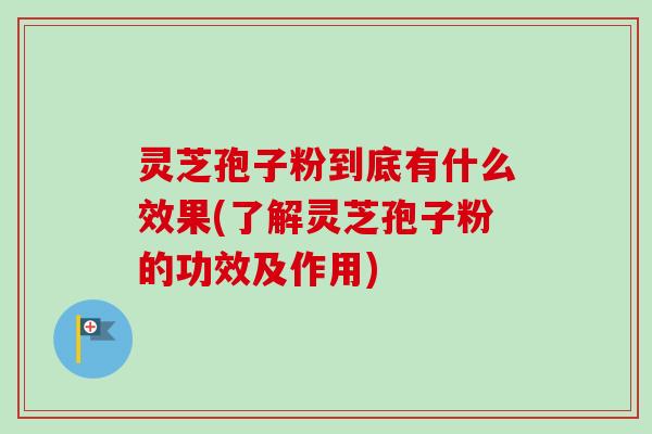 灵芝孢子粉到底有什么效果(了解灵芝孢子粉的功效及作用)-第1张图片-卓越灵芝孢子粉