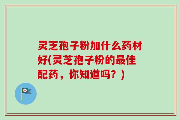 灵芝孢子粉加什么药材好(灵芝孢子粉的最佳配药,你知道吗?)-第1张图片-卓越灵芝孢子粉 灵芝孢子粉加什么药材好(灵芝孢子粉的最佳配药,你知道吗?)-第1张图片-卓越灵芝孢子粉