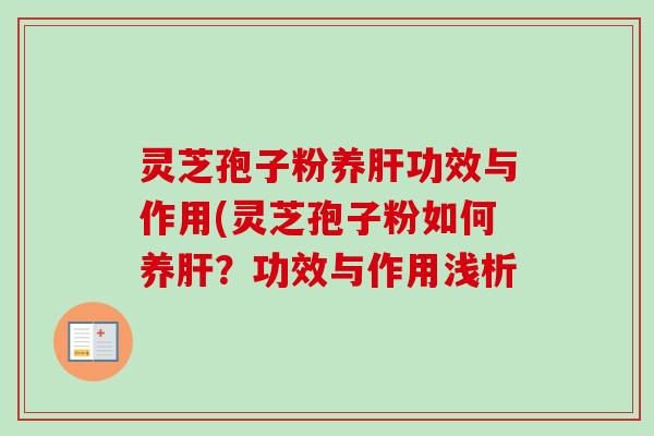 灵芝孢子粉养肝功效与作用(灵芝孢子粉如何养肝?功效与作用浅析-第1张图片-卓越灵芝孢子粉 灵芝孢子粉养肝功效与作用(灵芝孢子粉如何养肝?功效与作用浅析-第1张图片-卓越灵芝孢子粉