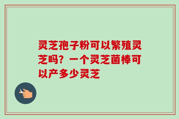 灵芝孢子粉可以繁殖灵芝吗?一个灵芝菌棒可以产多少灵芝-第1张图片-卓越灵芝孢子粉 灵芝孢子粉可以繁殖灵芝吗?一个灵芝菌棒可以产多少灵芝-第1张图片-卓越灵芝孢子粉