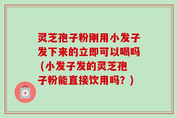 灵芝孢子粉刚用小发子发下来的立即可以喝吗 (小发子发的灵芝孢子粉能直接饮用吗?)-第1张图片-卓越灵芝孢子粉 灵芝孢子粉刚用小发子发下来的立即可以喝吗 (小发子发的灵芝孢子粉能直接饮用吗?)-第1张图片-卓越灵芝孢子粉