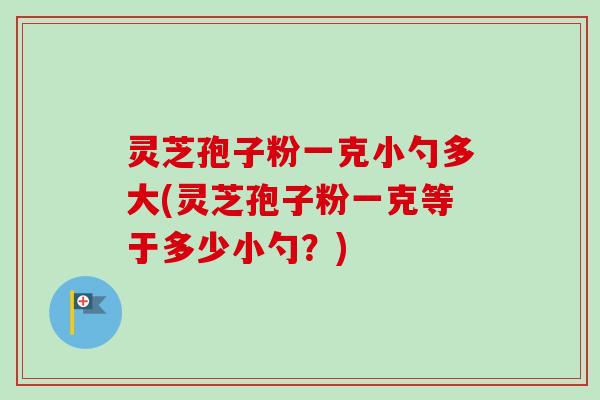 灵芝孢子粉一克小勺多大(灵芝孢子粉一克等于多少小勺?)-第1张图片-卓越灵芝孢子粉 灵芝孢子粉一克小勺多大(灵芝孢子粉一克等于多少小勺?)-第1张图片-卓越灵芝孢子粉