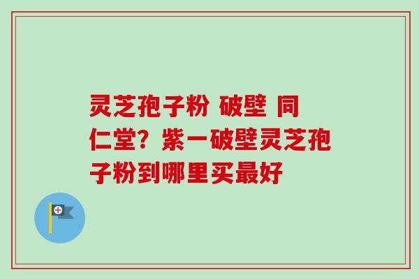 灵芝孢子粉 破壁 同仁堂？紫一破壁灵芝孢子粉到哪里买最好-第1张图片-卓越灵芝孢子粉