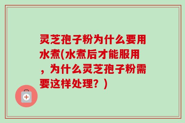 灵芝孢子粉为什么要用水煮(水煮后才能服用，为什么灵芝孢子粉需要这样处理？)-第1张图片-卓越灵芝孢子粉