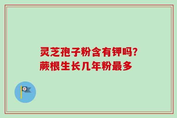 灵芝孢子粉含有钾吗?蕨根生长几年粉最多-第1张图片-卓越灵芝孢子粉 灵芝孢子粉含有钾吗?蕨根生长几年粉最多-第1张图片-卓越灵芝孢子粉