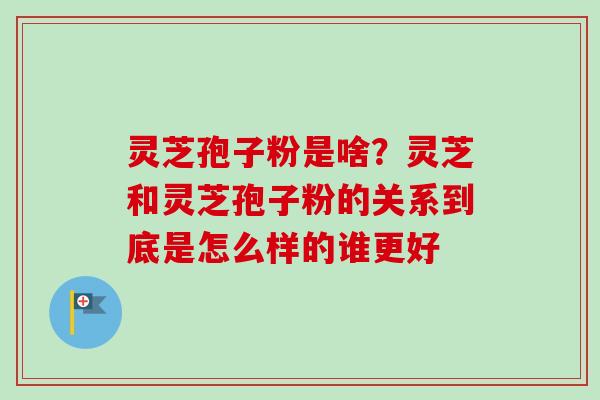 灵芝孢子粉是啥？灵芝和灵芝孢子粉的关系到底是怎么样的谁更好-第1张图片-卓越灵芝孢子粉
