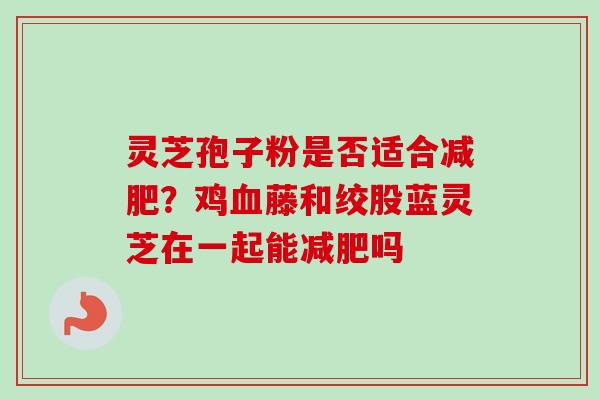 灵芝孢子粉是否适合减肥?鸡血藤和绞股蓝灵芝在一起能减肥吗-第1张图片-卓越灵芝孢子粉 灵芝孢子粉是否适合减肥?鸡血藤和绞股蓝灵芝在一起能减肥吗-第1张图片-卓越灵芝孢子粉