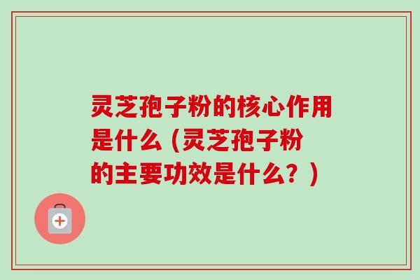 灵芝孢子粉的核心作用是什么 (灵芝孢子粉的主要功效是什么?)-第1张图片-卓越灵芝孢子粉 灵芝孢子粉的核心作用是什么 (灵芝孢子粉的主要功效是什么?)-第1张图片-卓越灵芝孢子粉