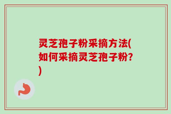 灵芝孢子粉采摘方法(如何采摘灵芝孢子粉？)-第1张图片-卓越灵芝孢子粉
