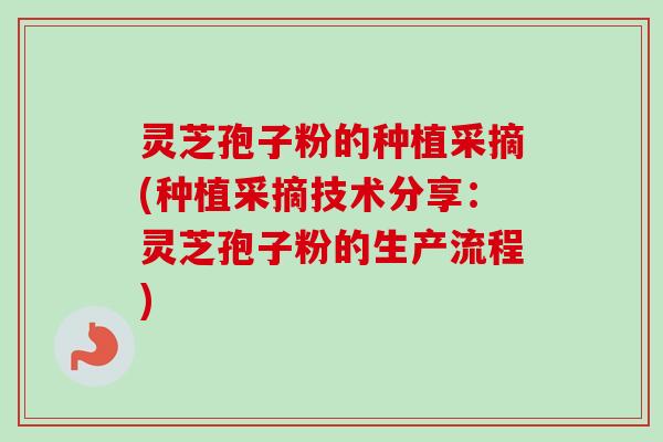灵芝孢子粉的种植采摘(种植采摘技术分享：灵芝孢子粉的生产流程)-第1张图片-卓越灵芝孢子粉