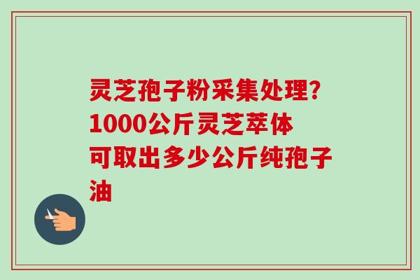 灵芝孢子粉采集处理?1000公斤灵芝萃体可取出多少公斤纯孢子油-第1张图片-卓越灵芝孢子粉 灵芝孢子粉采集处理?1000公斤灵芝萃体可取出多少公斤纯孢子油-第1张图片-卓越灵芝孢子粉