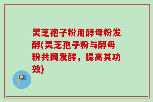 灵芝孢子粉用酵母粉发酵(灵芝孢子粉与酵母粉共同发酵,提高其功效)-第1张图片-卓越灵芝孢子粉 灵芝孢子粉用酵母粉发酵(灵芝孢子粉与酵母粉共同发酵,提高其功效)-第1张图片-卓越灵芝孢子粉