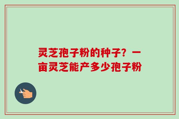灵芝孢子粉的种子？一亩灵芝能产多少孢子粉-第1张图片-卓越灵芝孢子粉