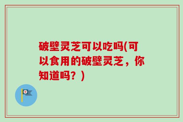 破壁灵芝可以吃吗(可以食用的破壁灵芝,你知道吗?)-第1张图片-卓越灵芝孢子粉 破壁灵芝可以吃吗(可以食用的破壁灵芝,你知道吗?)-第1张图片-卓越灵芝孢子粉