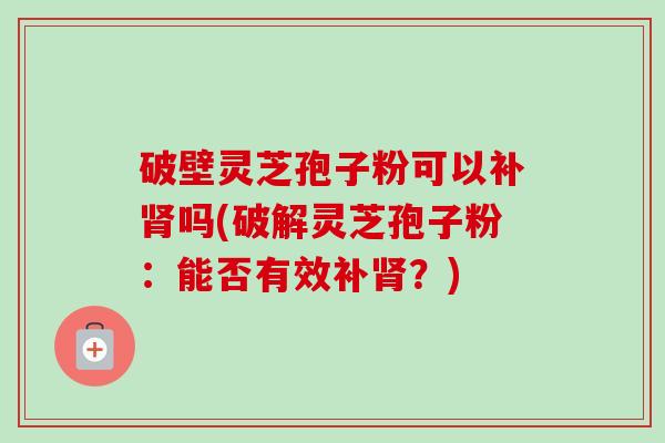 破壁灵芝孢子粉可以补肾吗(破解灵芝孢子粉:能否有效补肾?)-第1张图片-卓越灵芝孢子粉 破壁灵芝孢子粉可以补肾吗(破解灵芝孢子粉:能否有效补肾?)-第1张图片-卓越灵芝孢子粉