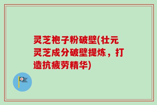 灵芝袍子粉破壁(壮元灵芝成分破壁提炼,打造抗疲劳精华)-第1张图片-卓越灵芝孢子粉 灵芝袍子粉破壁(壮元灵芝成分破壁提炼,打造抗疲劳精华)-第1张图片-卓越灵芝孢子粉