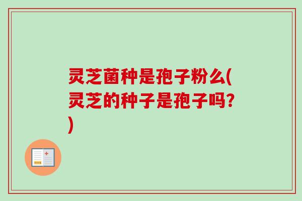 灵芝菌种是孢子粉么(灵芝的种子是孢子吗?)-第1张图片-卓越灵芝孢子粉 灵芝菌种是孢子粉么(灵芝的种子是孢子吗?)-第1张图片-卓越灵芝孢子粉