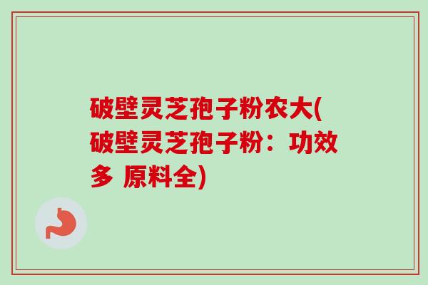 破壁灵芝孢子粉农大(破壁灵芝孢子粉:功效多 原料全)-第1张图片-卓越灵芝孢子粉 破壁灵芝孢子粉农大(破壁灵芝孢子粉:功效多 原料全)-第1张图片-卓越灵芝孢子粉