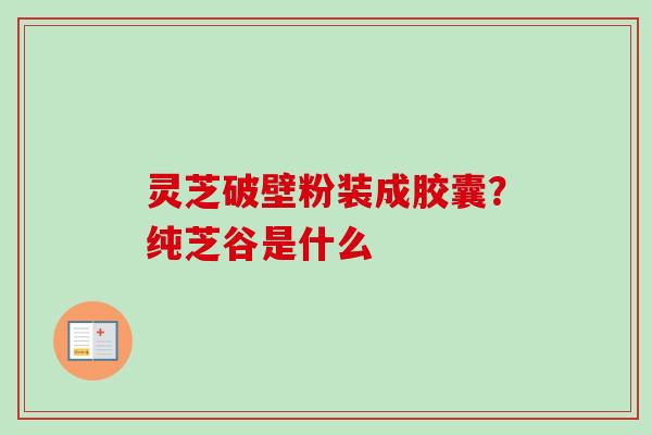 灵芝破壁粉装成胶囊?纯芝谷是什么-第1张图片-卓越灵芝孢子粉 灵芝破壁粉装成胶囊?纯芝谷是什么-第1张图片-卓越灵芝孢子粉