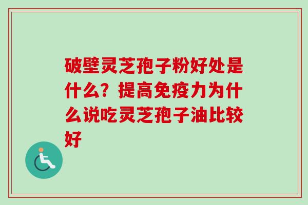破壁灵芝孢子粉好处是什么？提高免疫力为什么说吃灵芝孢子油比较好-第1张图片-卓越灵芝孢子粉